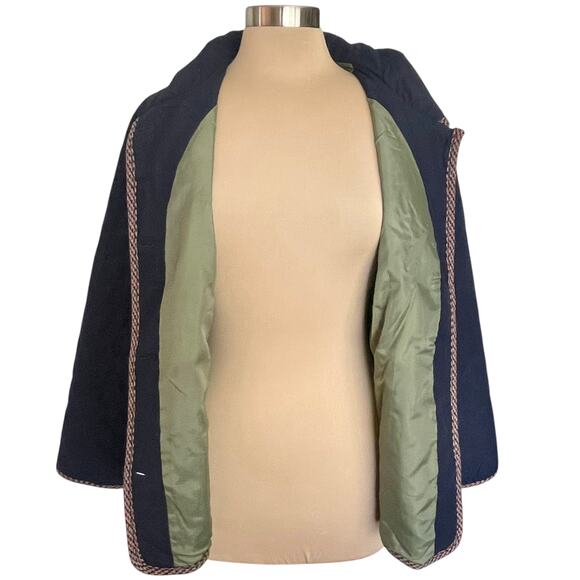 Napa Valley Navy Blue Quilted Chore Jacket Sz L Button Front Pockets Fall Casual - Picture 6 of 9